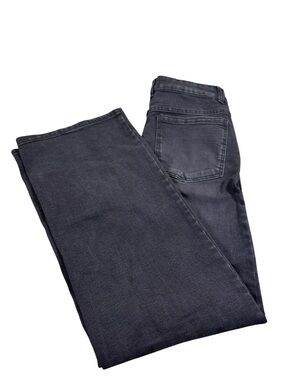 OAT New York High Rise Wide Leg Jeans Black Wash Stretch Denim 8/29 Minimalist